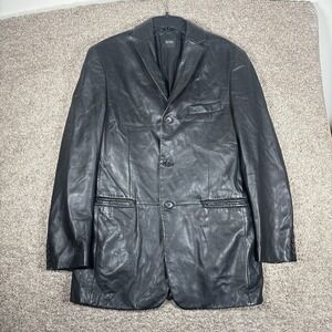 Hugo Boss Aromo 100% Lambskin Leather Blazer Size 52EU 42US Mens Old Money